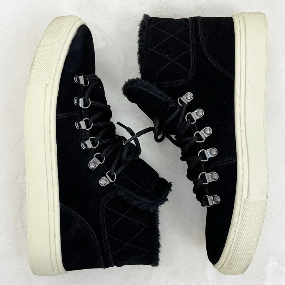 Marc Fisher High Top Shoe Suede Leather Black Women's 11